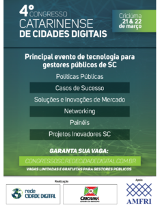 Read more about the article 4º Congresso Catarinense de Cidades Digitais será em Criciúma