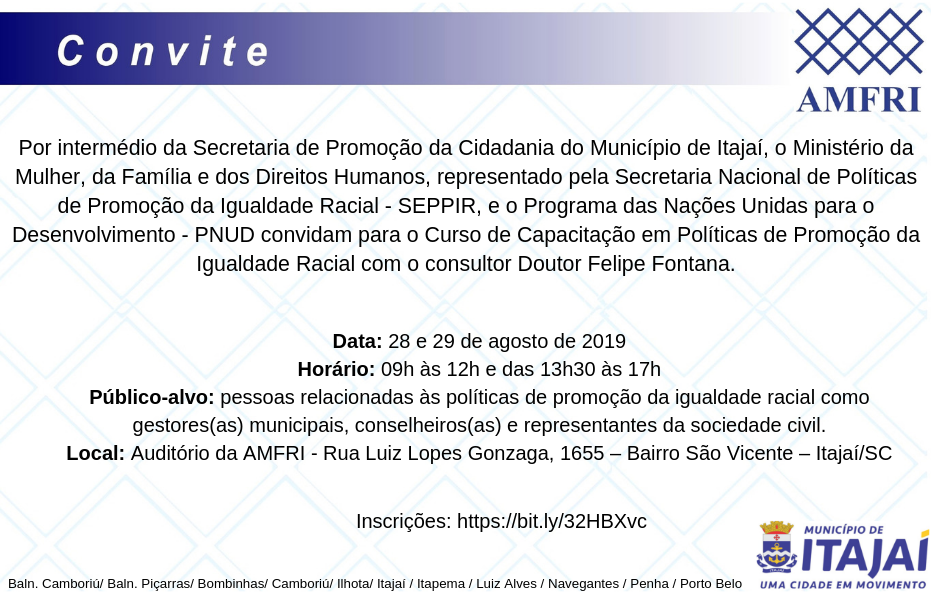 You are currently viewing Curso de Capacitação em Políticas de Promoção da Igualdade Racial será na sede da AMFRI