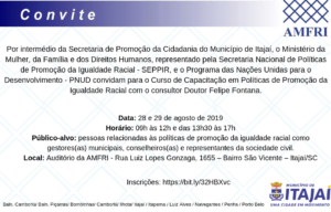 Read more about the article Curso de Capacitação em Políticas de Promoção da Igualdade Racial será na sede da AMFRI