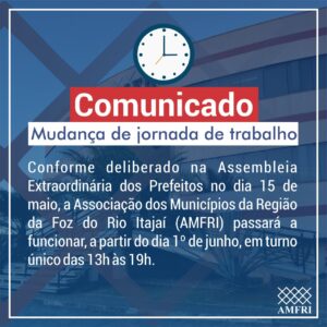 Read more about the article COMUNICADO – mudança de jornada de trabalho