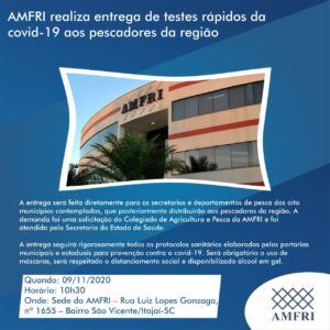 Read more about the article AMFRI realiza entrega de testes rápidos da covid-19 aos pescadores da região