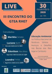 Read more about the article Engenheiro Ambiental da AMFRI participa de Encontro do Grupo de Trabalho de Educação Ambiental nesta segunda-feira (30)