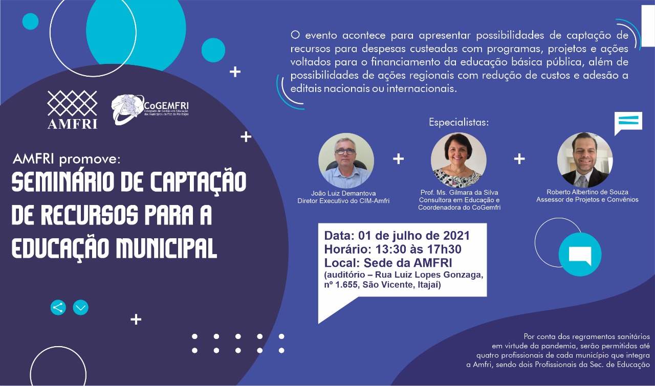 You are currently viewing AMFRI promove Seminário de Captação de Recursos para a Educação Municipal