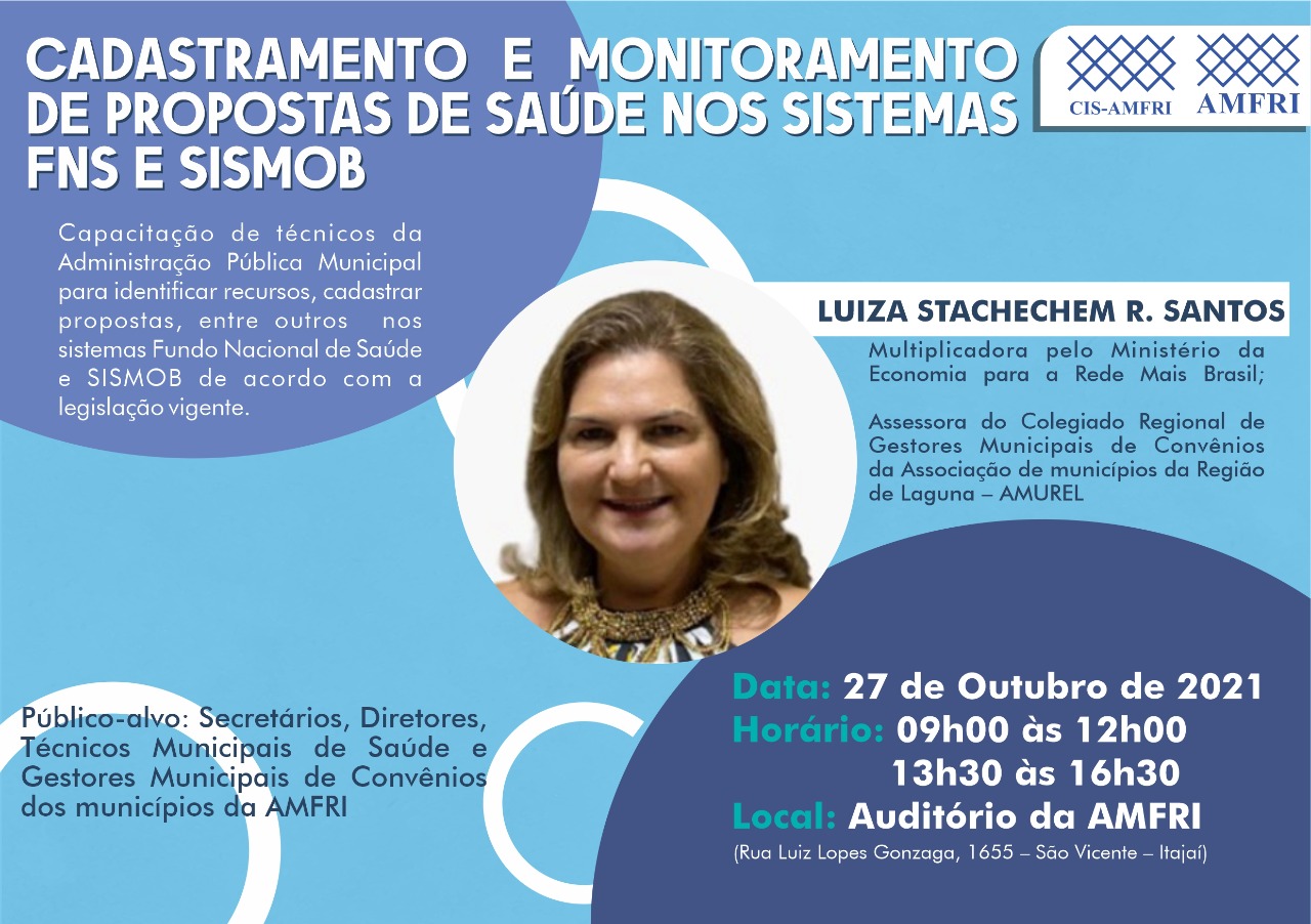 You are currently viewing AMFRI e CIS-AMFRI promovem curso sobre cadastramento e monitoramento de propostas da Saúde nos sistemas FNS e SISMOB