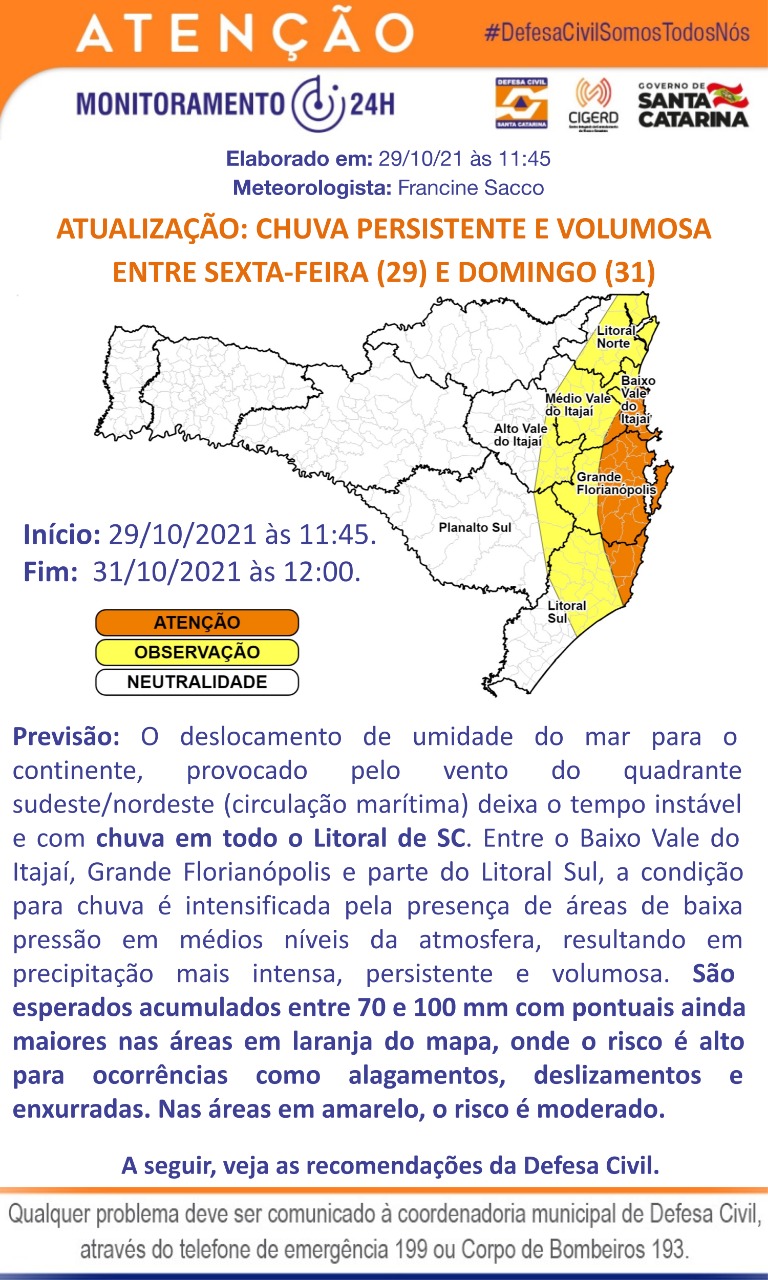 You are currently viewing Alerta pra chuva volumosa entre sexta-feira (29/10) até domingo (31/10)