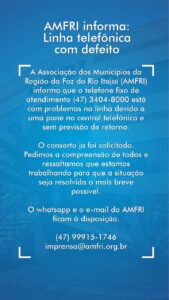 Read more about the article AMFRI informa: Linha telefônica com defeito