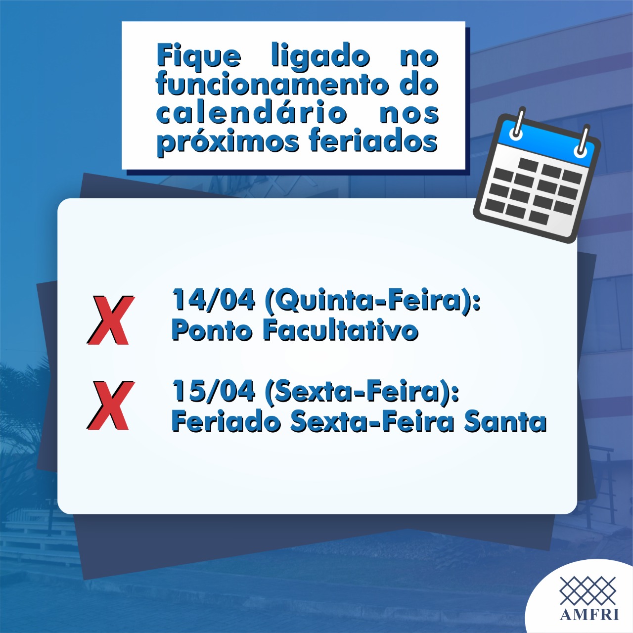 You are currently viewing COMUNICADO: Feriado e Ponto Facultativo