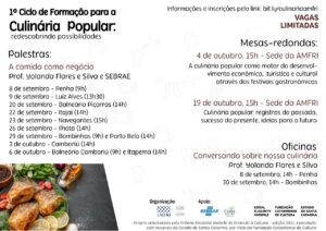 Read more about the article Colegiado de Cultura promove palestra 1º Ciclo de Formação para a Culinária Popular nos municípios de Itajaí e Navegantes