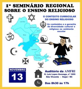 Read more about the article Inscrições abertas para o 1º Seminário Regional sobre o Ensino Religioso