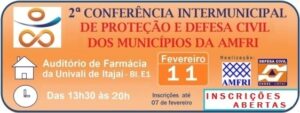 Read more about the article Inscrições abertas para a 2ª Conferência Intermunicipal de Proteção e Defesa Civil