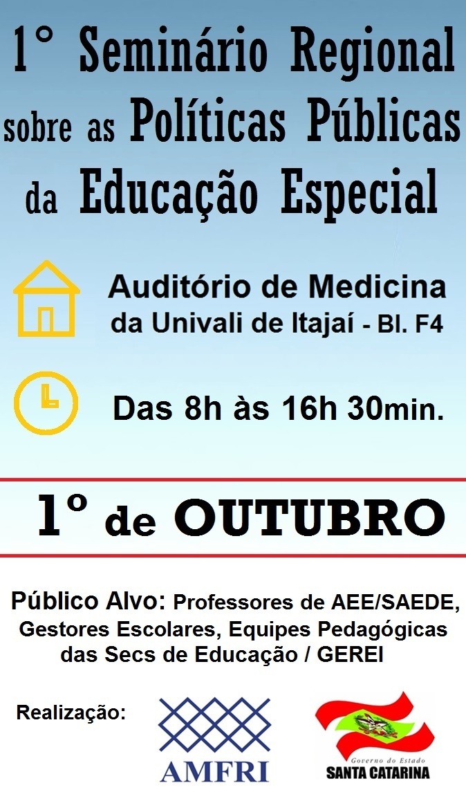 You are currently viewing AMFRI e SDR Itajaí promovem seminário regional sobre Educação Especial