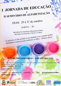 Read more about the article Ilhota abre inscrições para I Jornada da Educação e o II Seminário do PNAIC