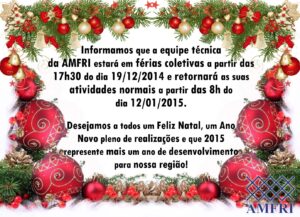 Read more about the article Comunicado: Equipe Técnica da AMFRI em Férias Coletivas até 11 de janeiro